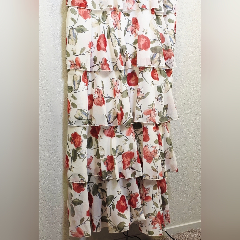 Davi & Dani Boutique Red Rose Layered Maxi Cami Floral Dress - Plus Size 3XL - Picture 4 of 17